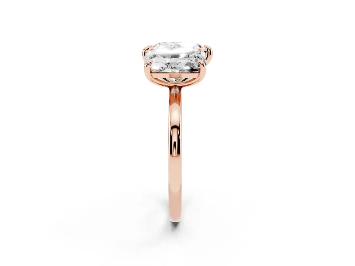 Radiant and Heart Toi Moi Ring with Prong Setting and Plain Band Rose gold