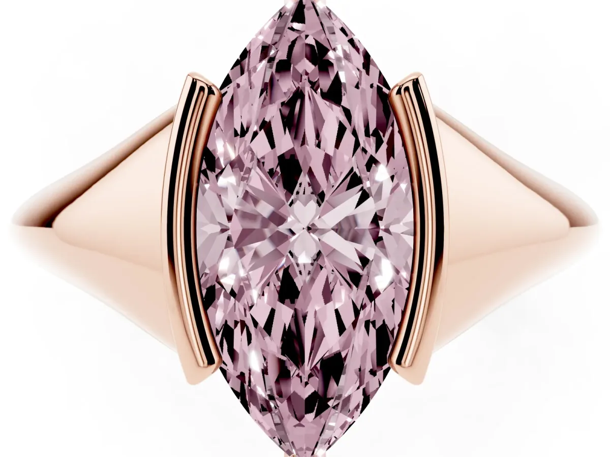 Fancy Pink Marquise Cut Solitaire Tension Set Diamond Ring Rose gold