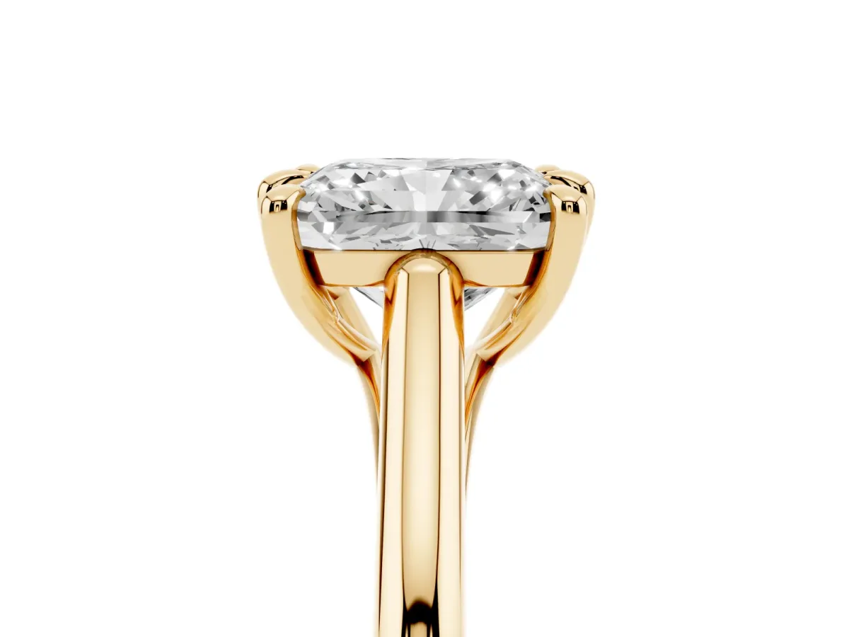 Radiant Cut Solitaire Engagement Ring with Six-Prong Setting and Classic Band Yellow gold
