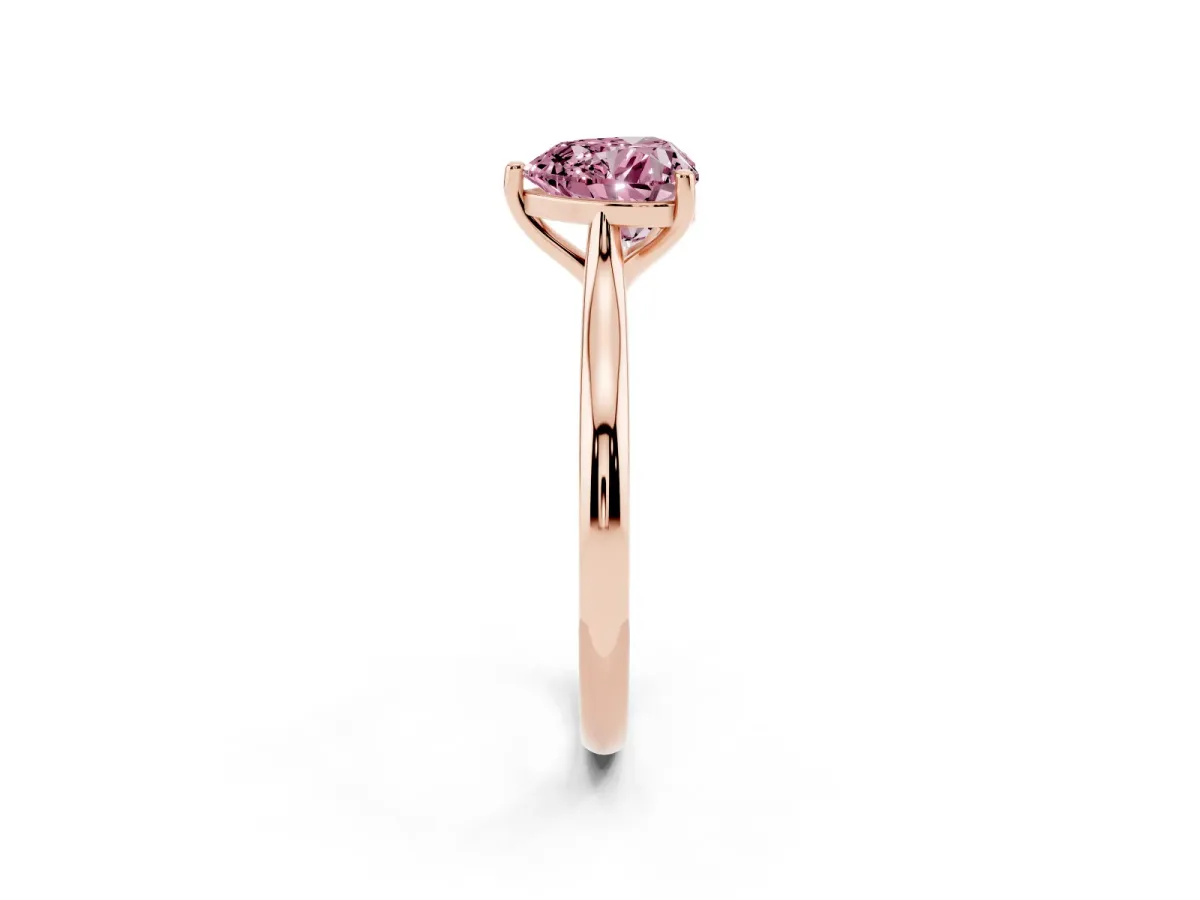 Fancy Pink Heart Cut Cut Solitaire Ring with Cathedral Band and Four-Prong Setting Rose gold