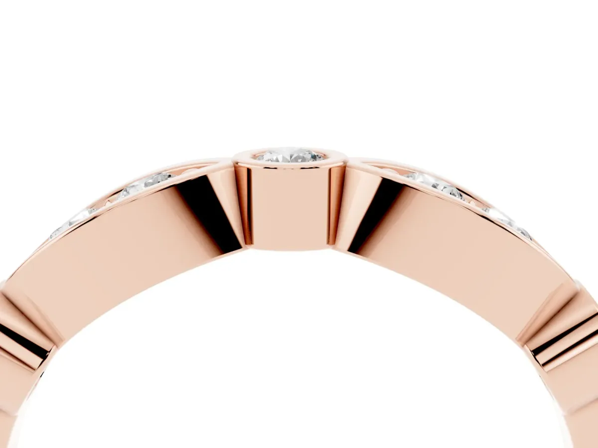Bezel Set Round Diamond Marquise Band Rose gold