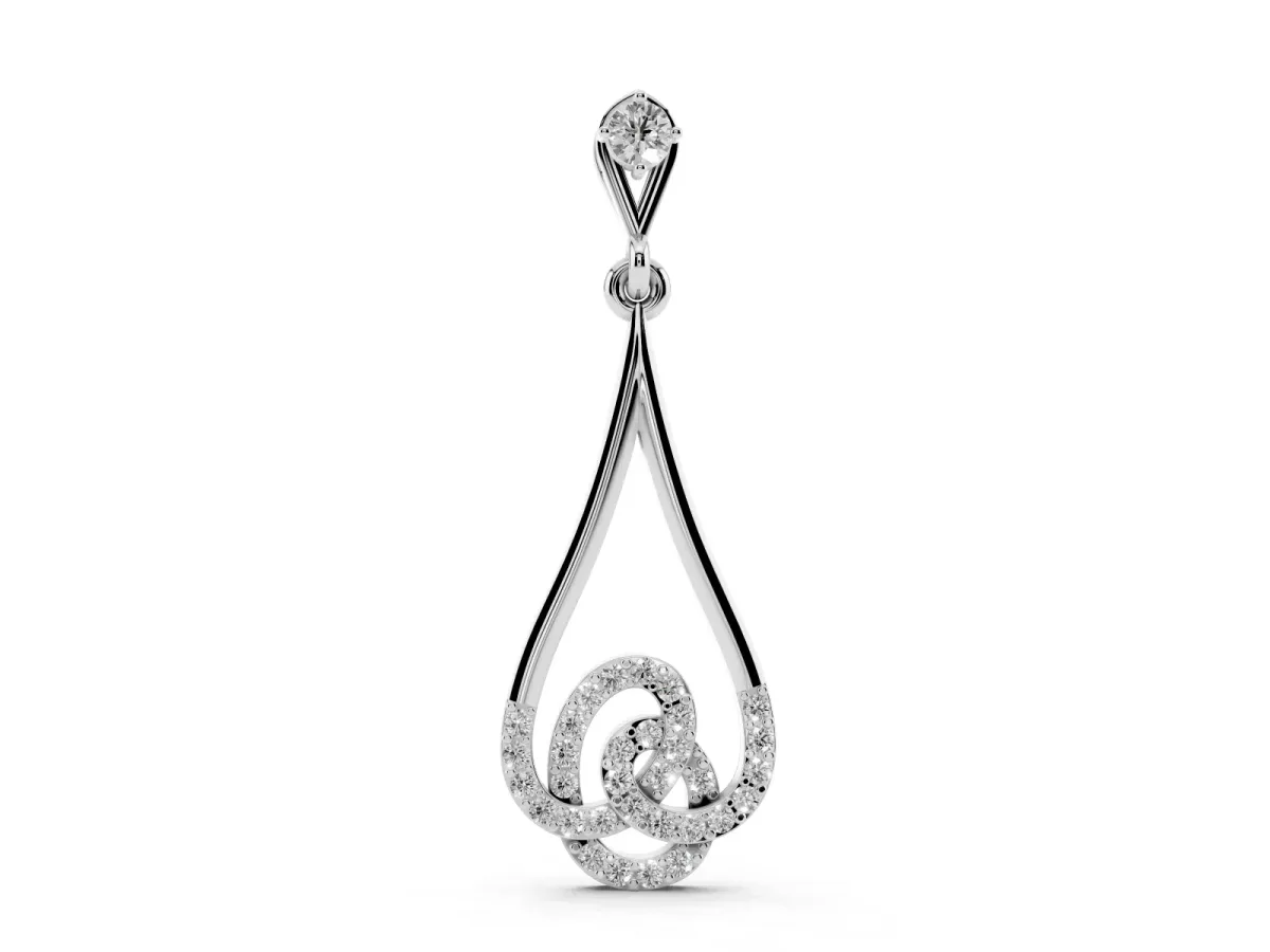 Teardrop Diamond Pavé Pendant with Round Brilliant Cut Silver