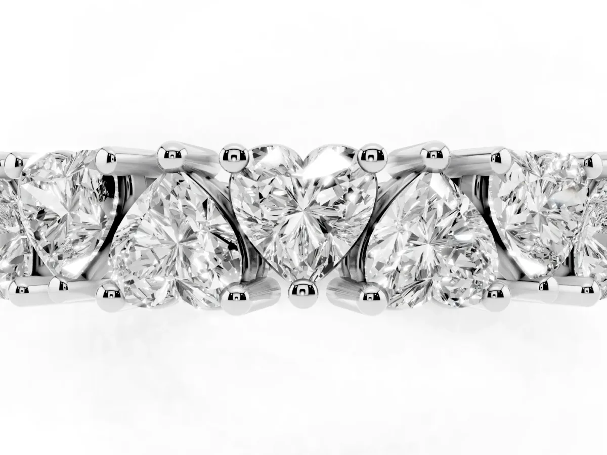 Heart Cut Eternity Band with Shared Prong Setting Silver