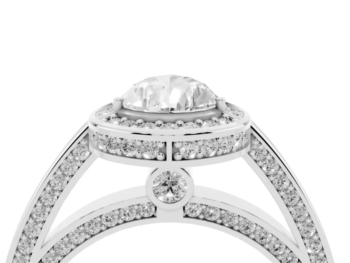 Pear Cut Cut Halo Pave Split Shank Prong Setting Ring Platinum