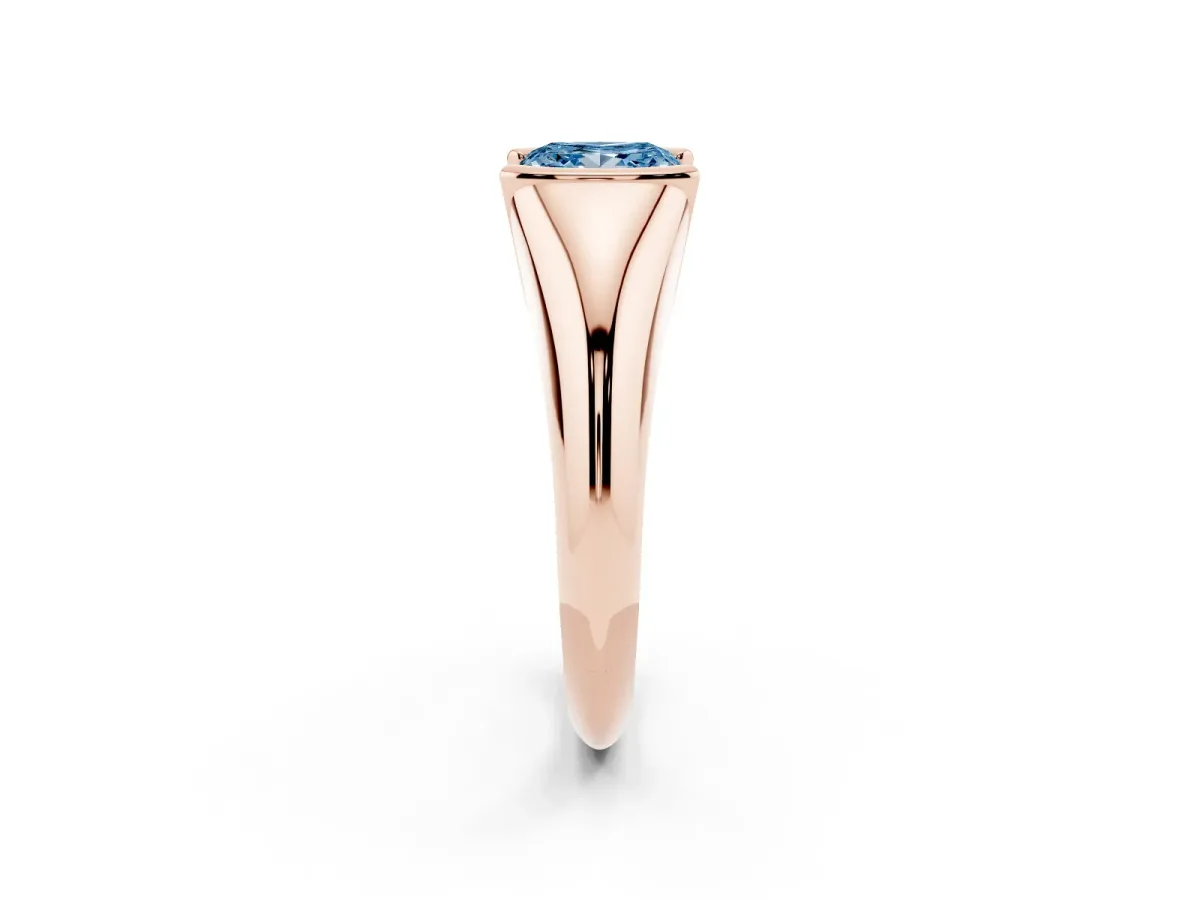 Fancy Blue Princess Cut Solitaire Tension Set Diamond Ring Rose gold