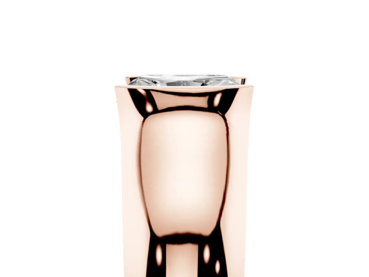 Radiant Cut Solitaire Bezel Set Diamond Ring with Wide Band Rose gold
