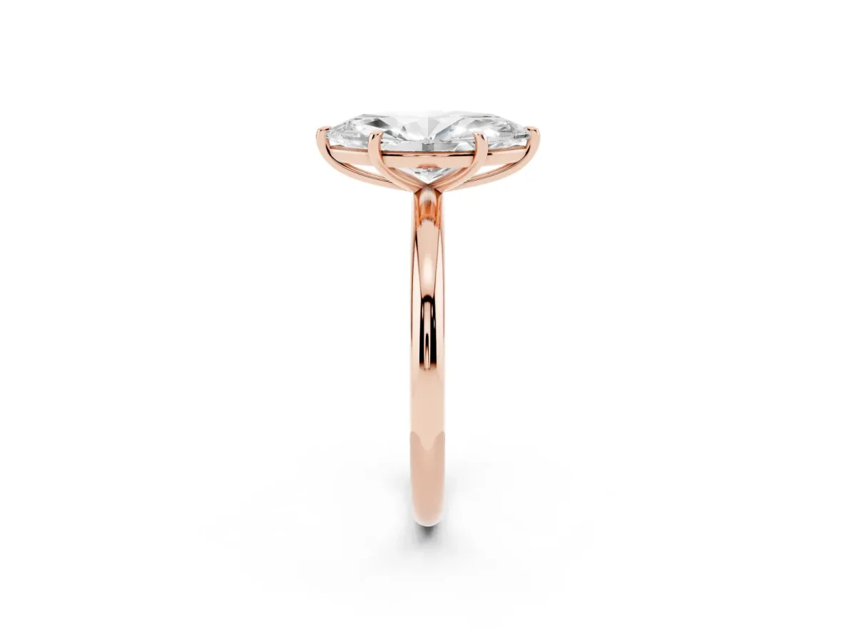 Oval Cut Solitaire Diamond Ring with Four-Prong Setting on a Plain Band Rose gold