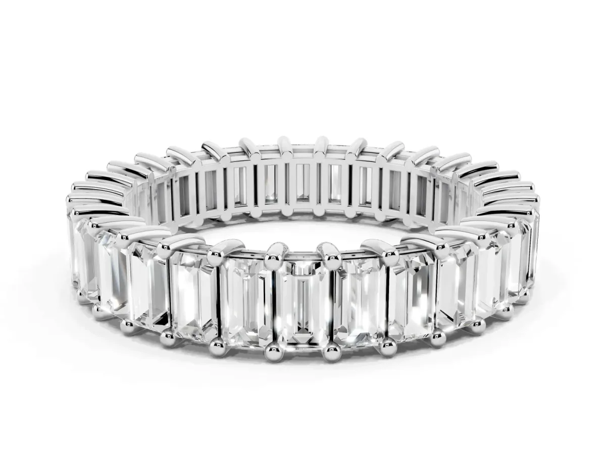 Baguette Cut Eternity Band with Shared Prong Setting Platinum