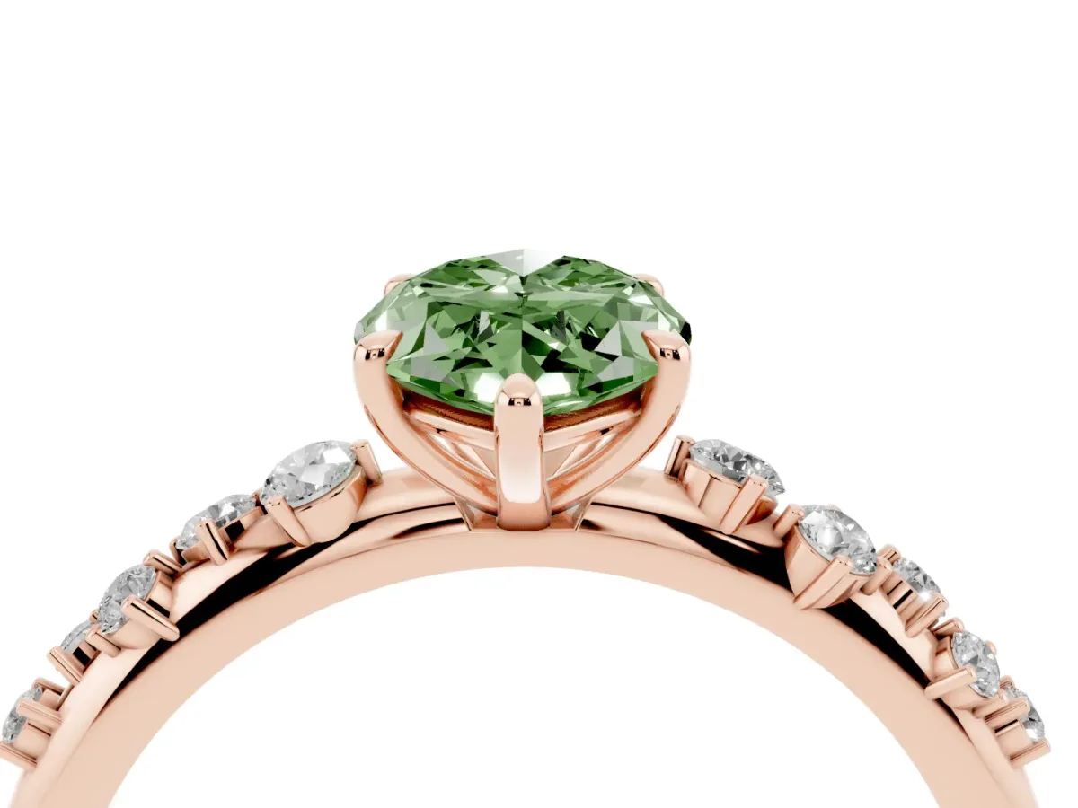 Fancy Green Marquise Cut Diamond Cluster Prong-Set Solitaire Ring Rose gold