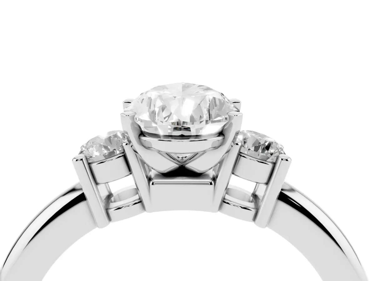 Three-Stone Pear Cut Cut Diamond Solitaire with Prong Setting and Classic Band Platinum