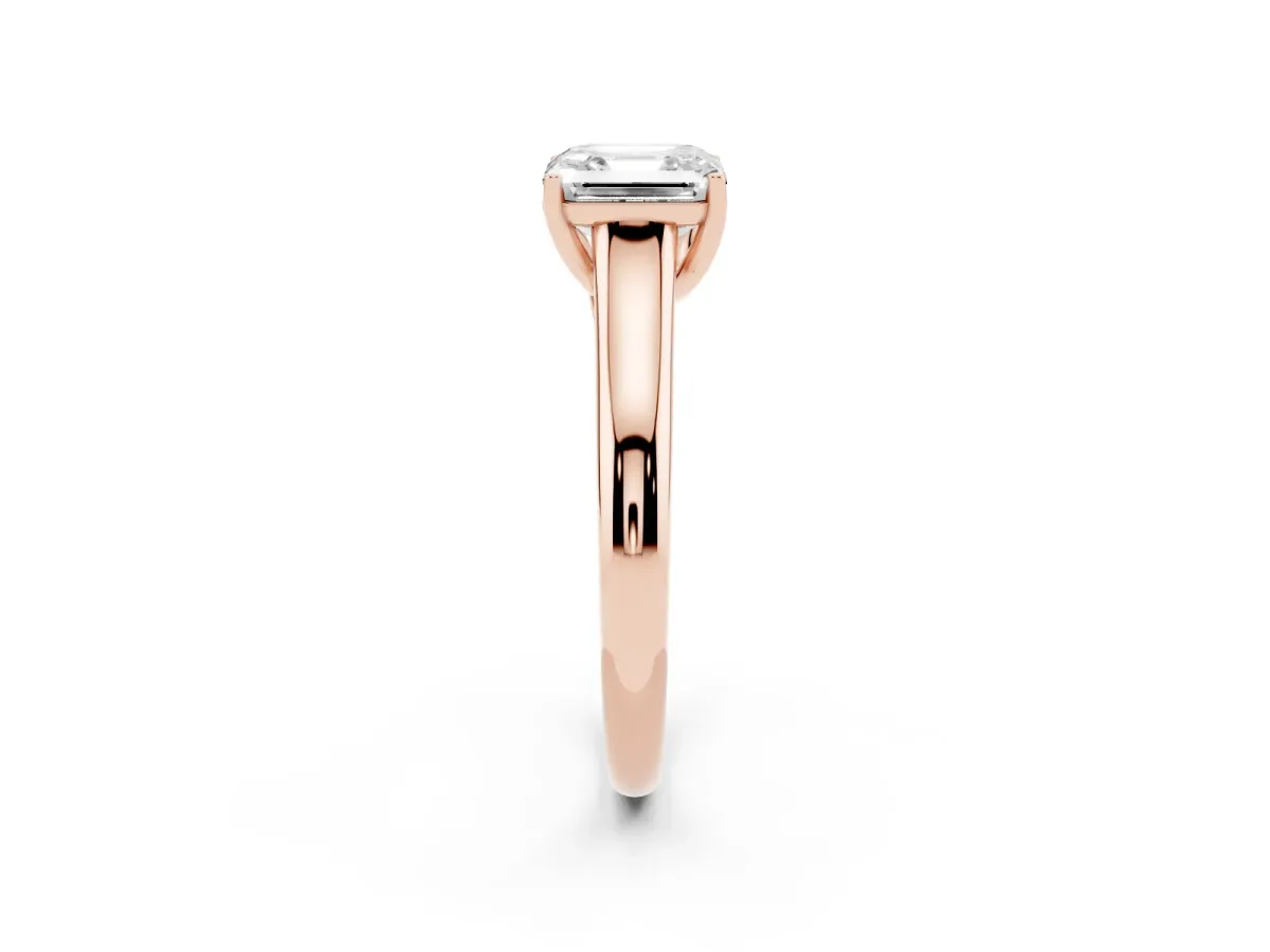 Asscher Cut Solitaire Engagement Ring with Tapered Band and Four-Prong Setting Rose gold