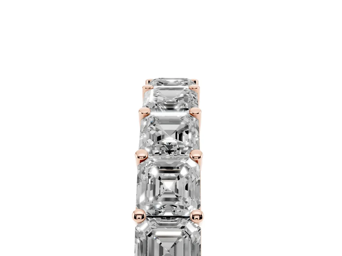 Asscher Cut Half Eternity Band with Shared Prong Setting Rose gold