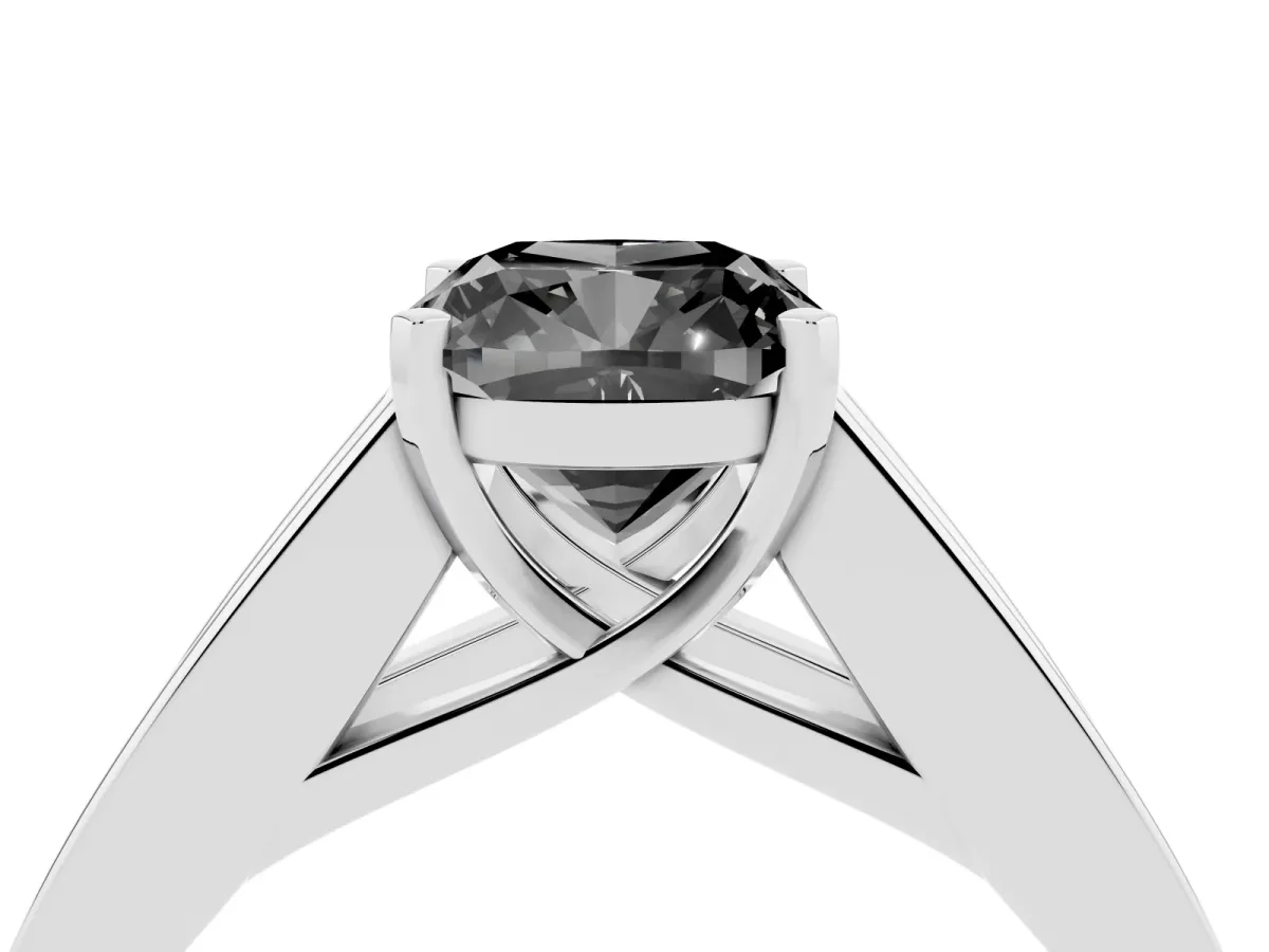 Fancy Black Cushion Cut Cut Channel Set Solitaire Ring with Four-Prong Setting Silver