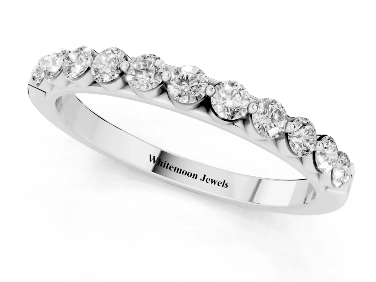 Round Diamond Channel Set Eternity Band White gold