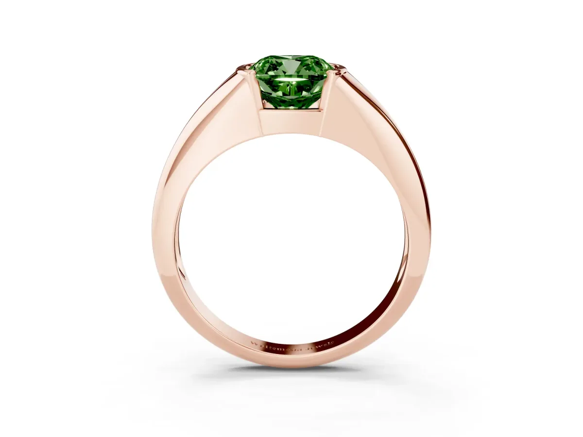 Fancy Green Cushion Cut Solitaire Tension Set Diamond Ring Rose gold