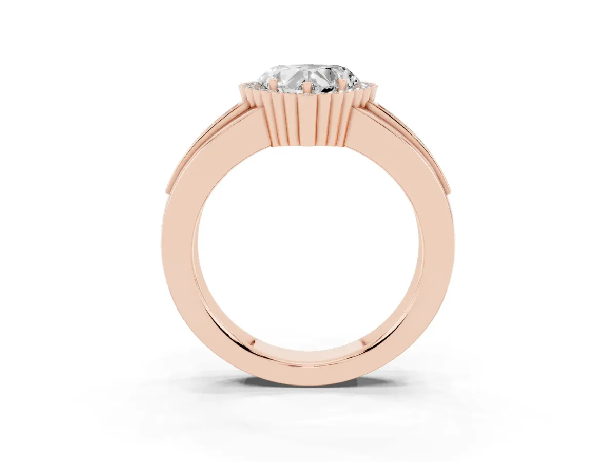 Heart Cut Cut Halo Pave Band Four-Prong Ring Rose gold