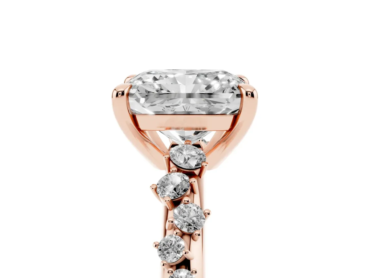 Radiant Cut Cut Diamond Vine Band with Four-Prong Setting Rose gold