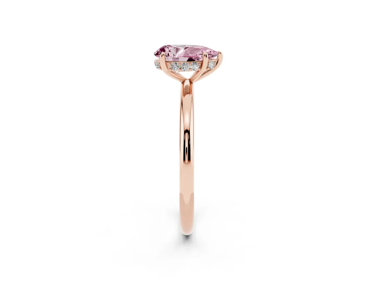 Fancy Pink Pear Cut Solitaire Diamond Ring with a Classic Band and Four-Prong Setting Rose gold
