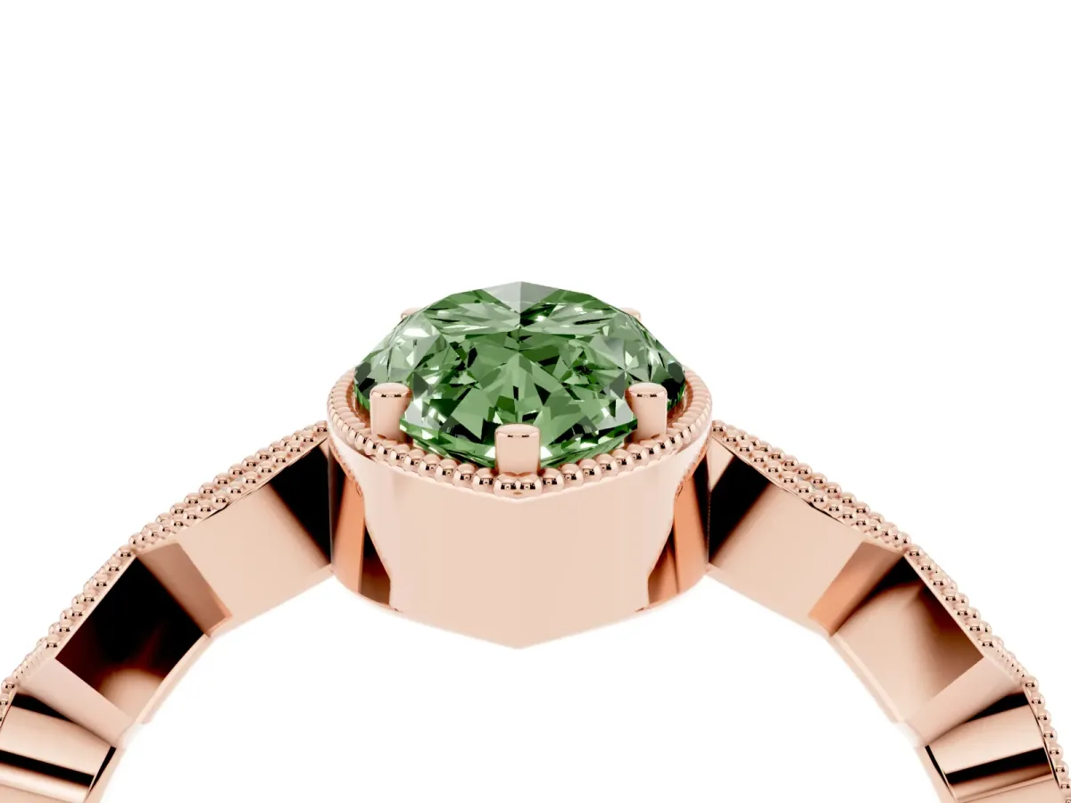 Fancy Green Marquise Cut Milgrain Marquise Diamond Twist Band Ring Rose gold