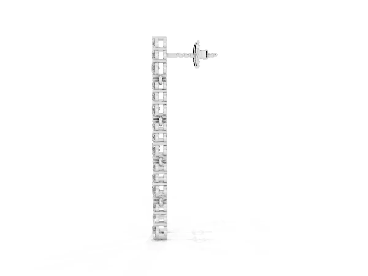 Round Diamond Graduated Dangle Earrings Platinum