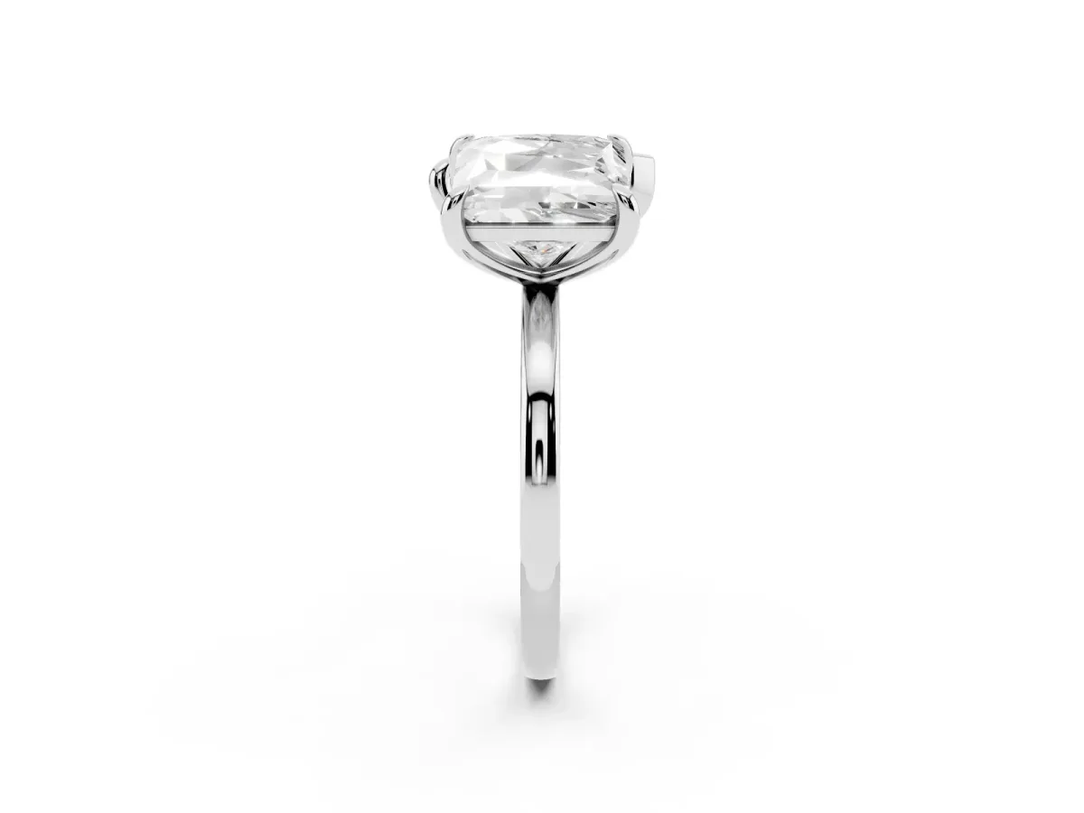 Pear and Princess Toi Moi Ring with Prong Setting and Plain Band Silver