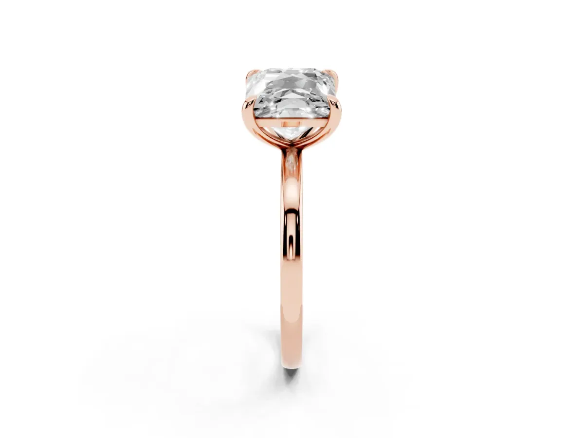 Cushion and Princess Toi Moi Ring with Prong Setting and Plain Band Rose gold