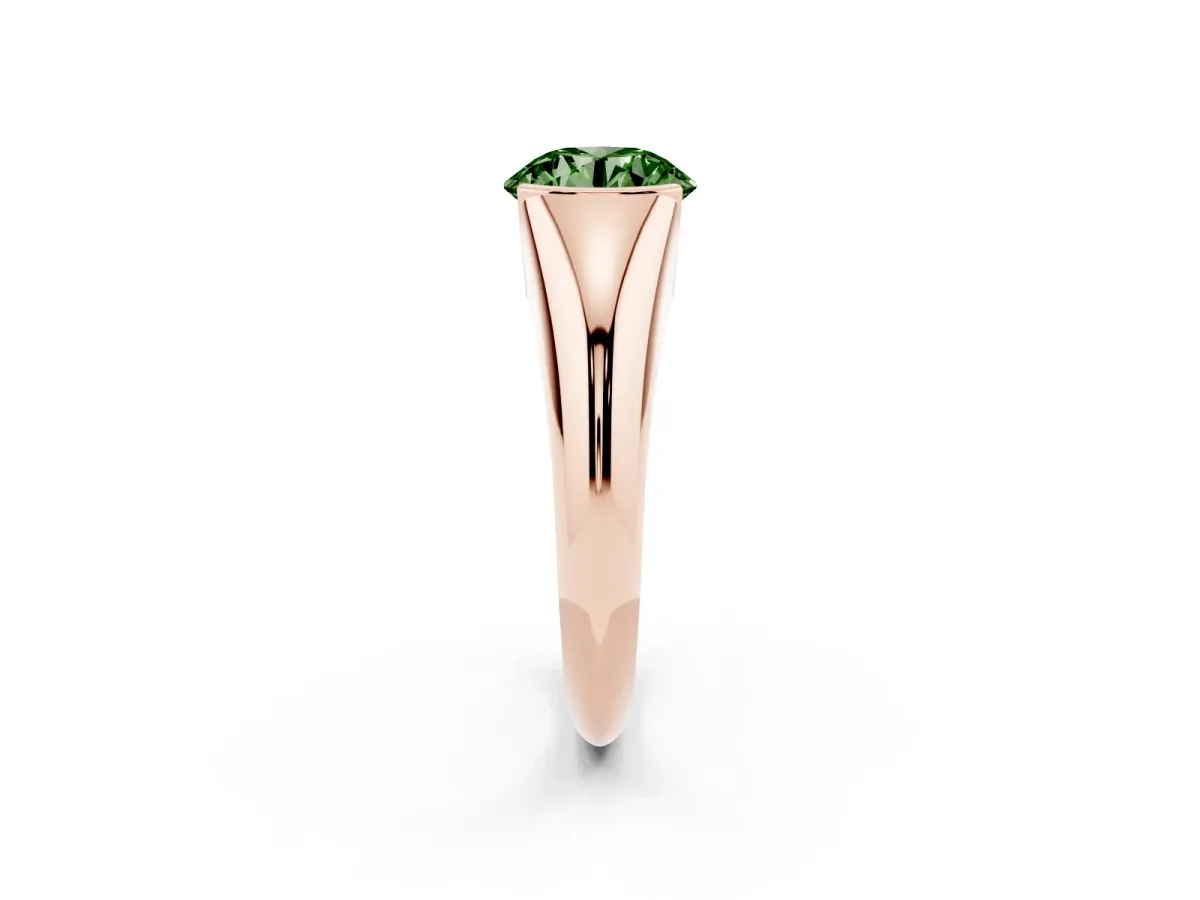 Fancy Green Round Cut Solitaire Tension Set Diamond Ring Rose gold