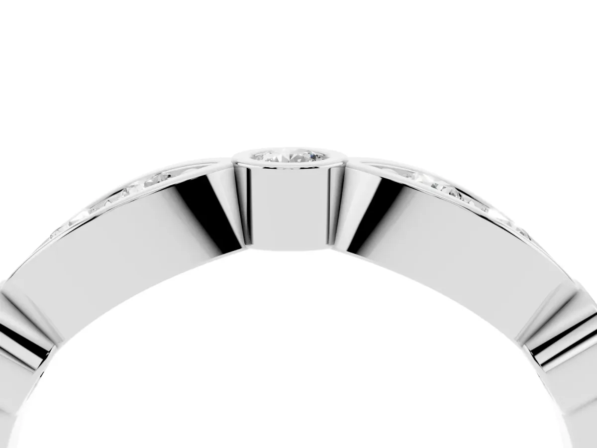 Bezel Set Round Diamond Marquise Band Platinum