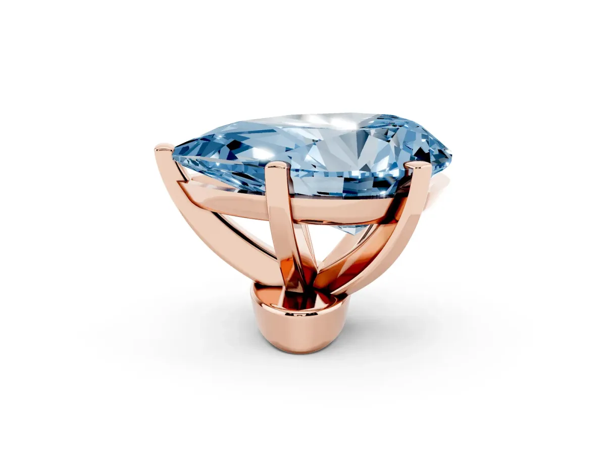 Fancy Blue Pear Cut Diamond Solitaire Ring with Prong Setting and Classic Band Rose gold