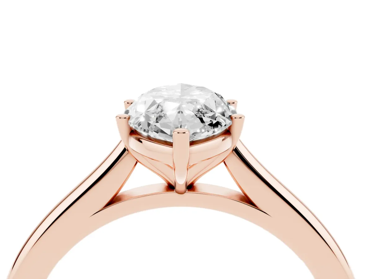Marquise Cut Cut Solitaire Ring with Cathedral Band and Four-Prong Setting Rose gold