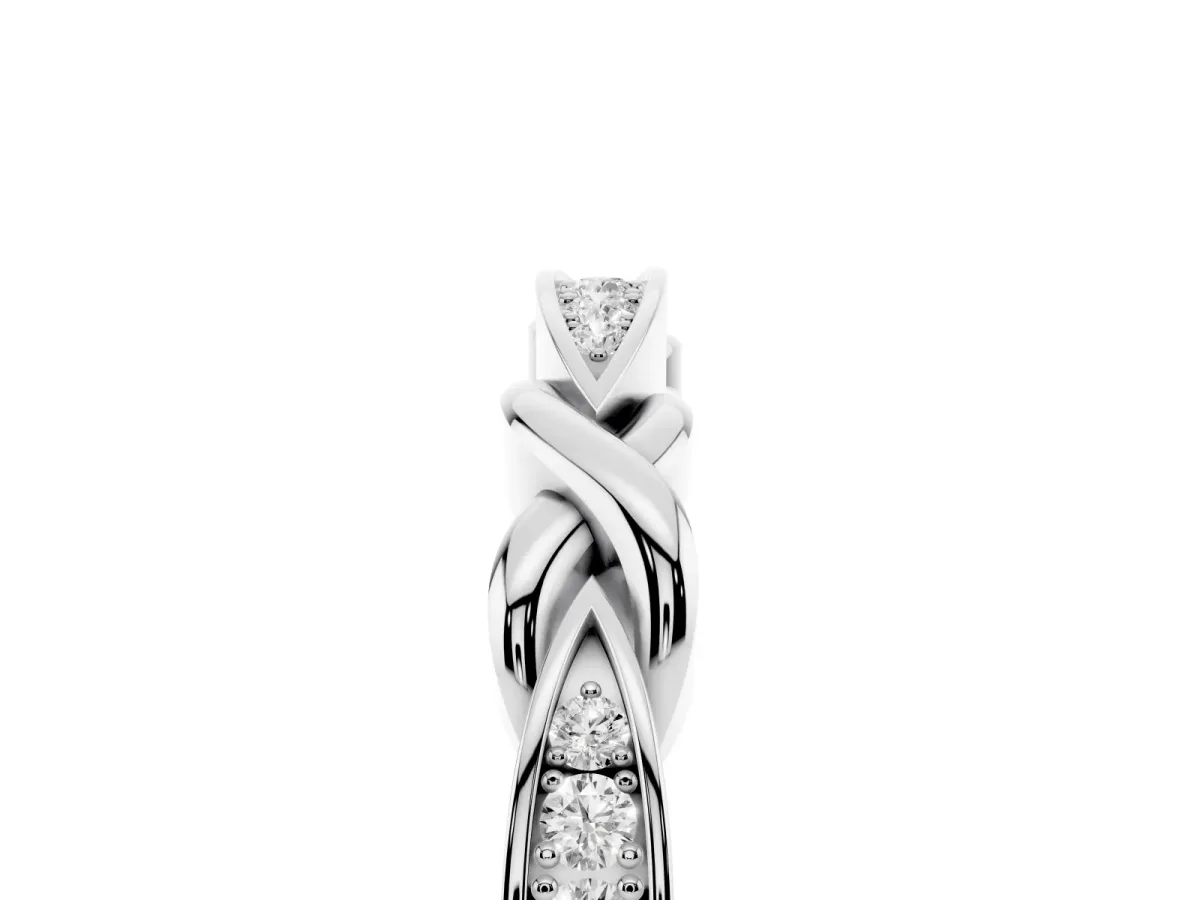 Twisted Marquise Diamond Pavé Band with Shared Prong Setting Silver
