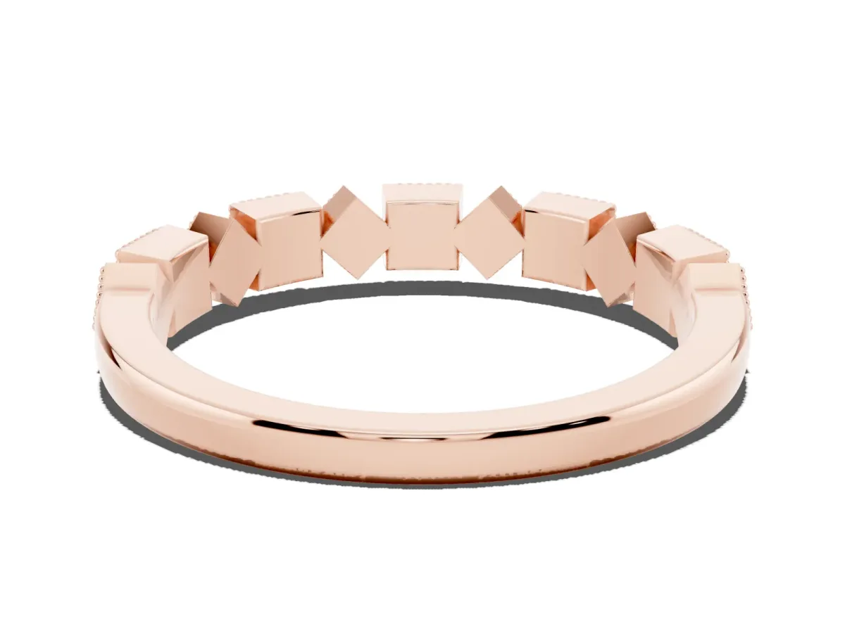 Milgrain Square Diamond Eternity Band with Bezel Setting Rose gold
