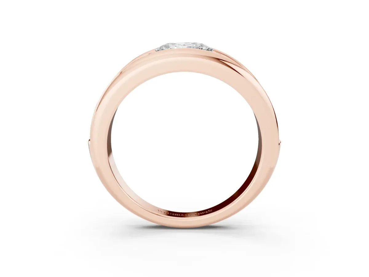 Oval Diamond Mens Ring with Round Diamond Accents Rose gold