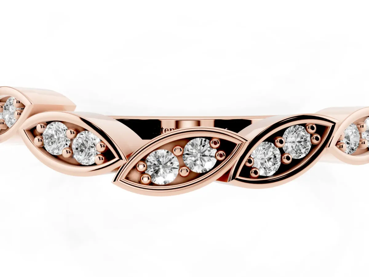 Marquise Diamond Leaf Eternity Band with Bezel Setting Rose gold