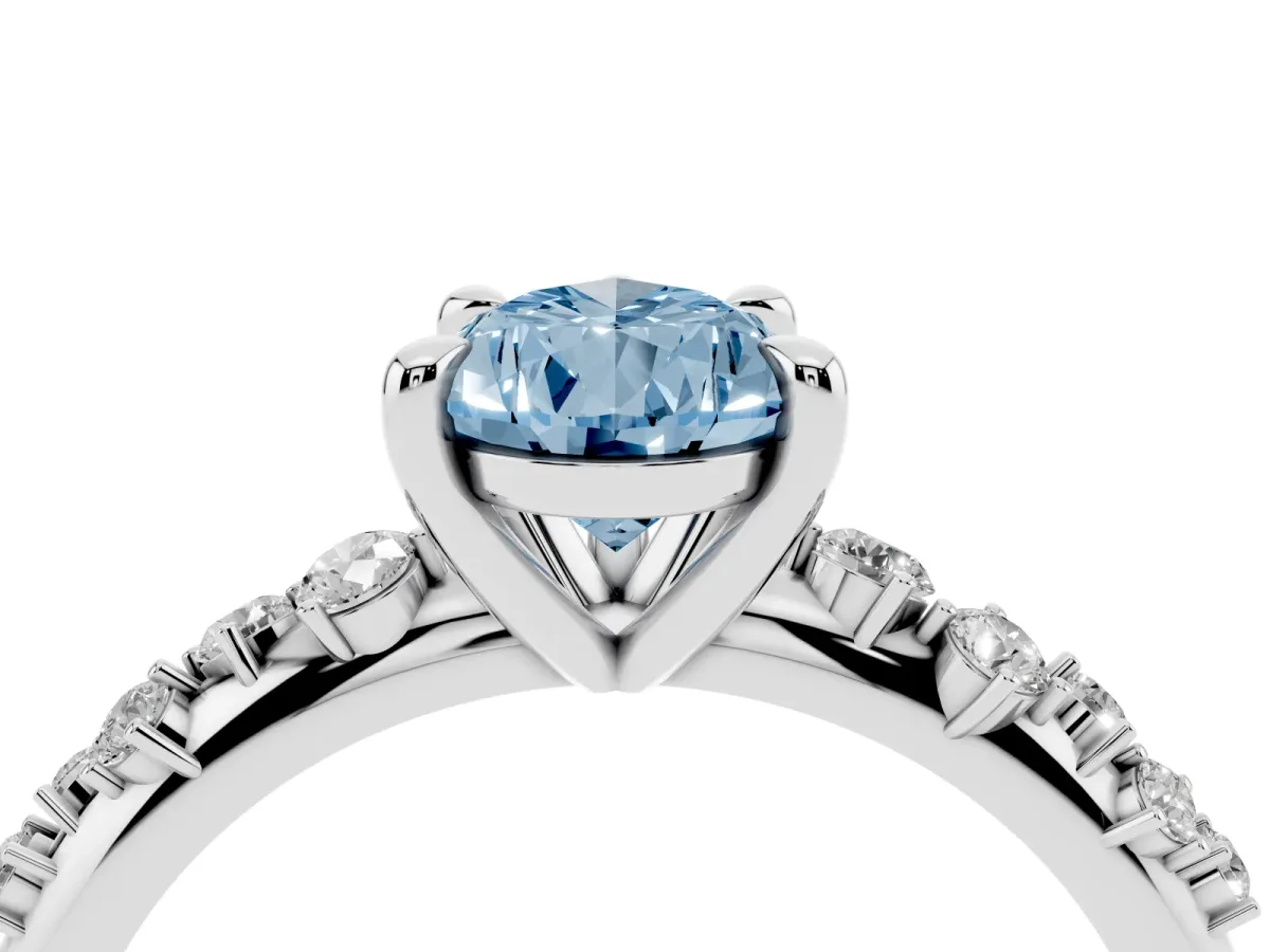 Fancy Blue Pear Cut Cut Diamond Vine Band with Four-Prong Setting Platinum