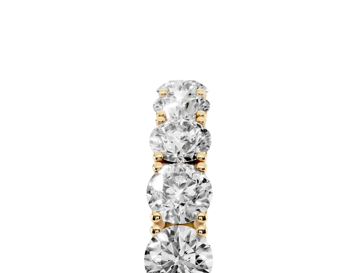Round Diamond Eternity Band with Pavé Setting and Shared Prong Yellow gold