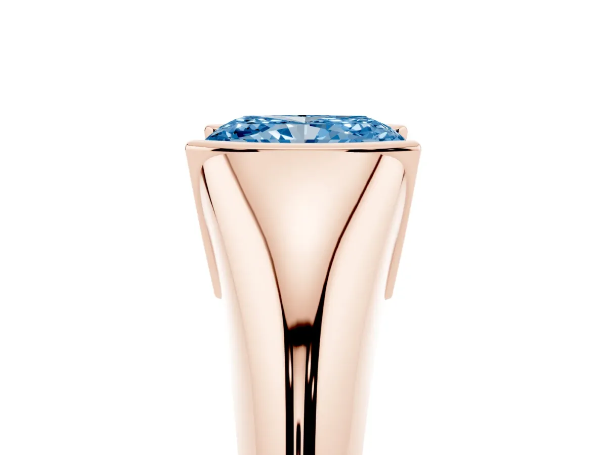 Fancy Blue Radiant Cut Solitaire Tension Set Diamond Ring Rose gold