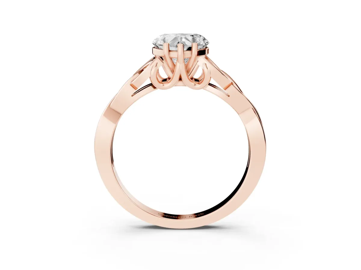 Heart Cut Diamond Solitaire Engagement Ring with Celtic Knot Band and Four-Prong Setting Rose gold