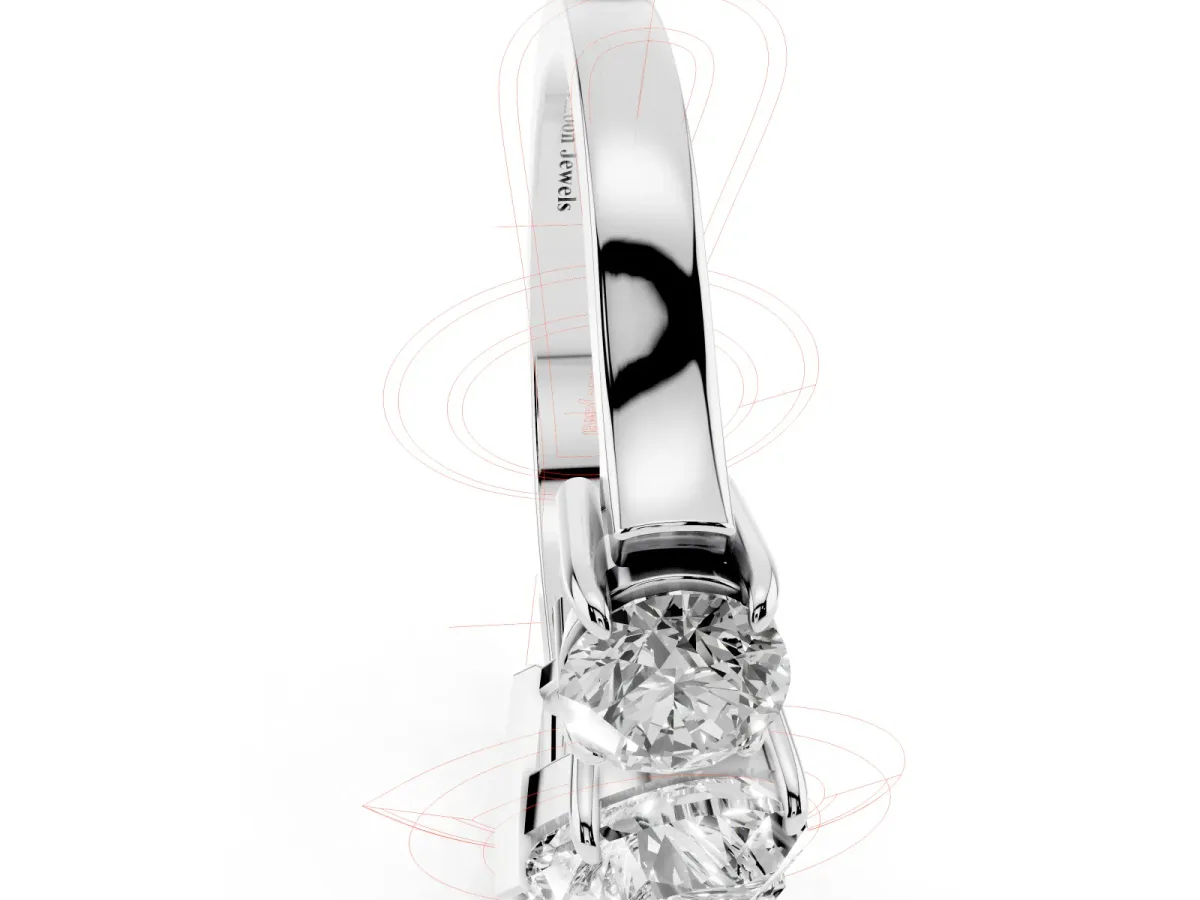 Three-Stone Heart Cut Cut Diamond Ring with Round Accent Stones, Prong Setting, and Classic Band Platinum