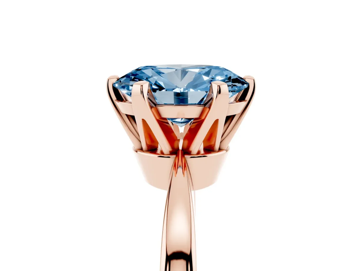 Fancy Blue Oval Cut Solitaire Engagement Ring with Six-Prong Setting and Tapered Band Rose gold