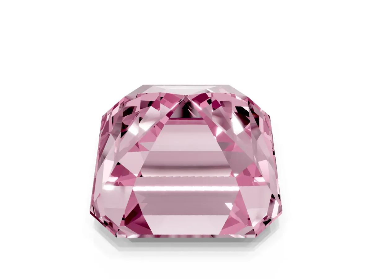 Fancy Pink Asscher Cut Halo Diamond Ring with Milgrain Edge and Round Prong Setting Silver