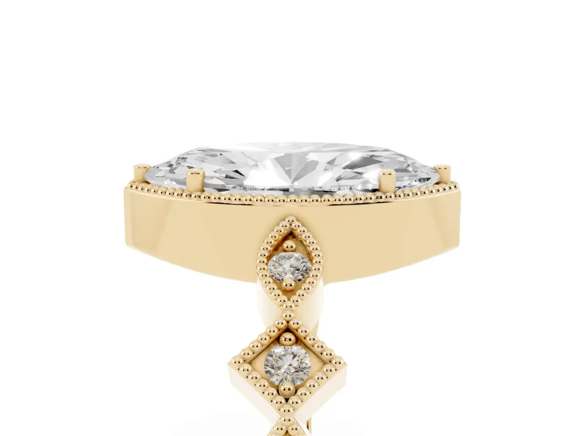 Marquise Cut Milgrain Marquise Diamond Twist Band Ring Yellow gold