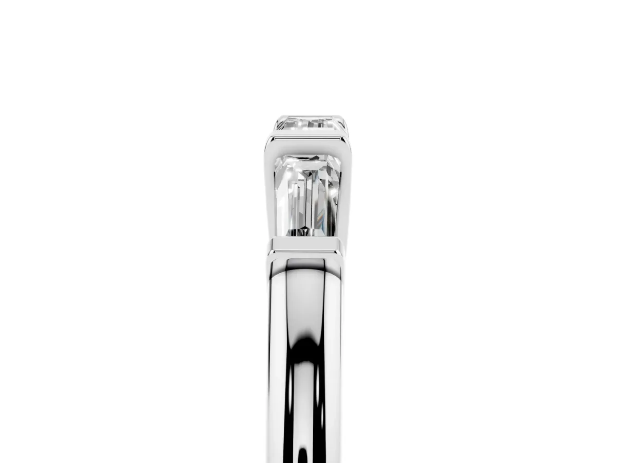 Three-Stone Baguette Cut Channel Set Diamond Band Platinum