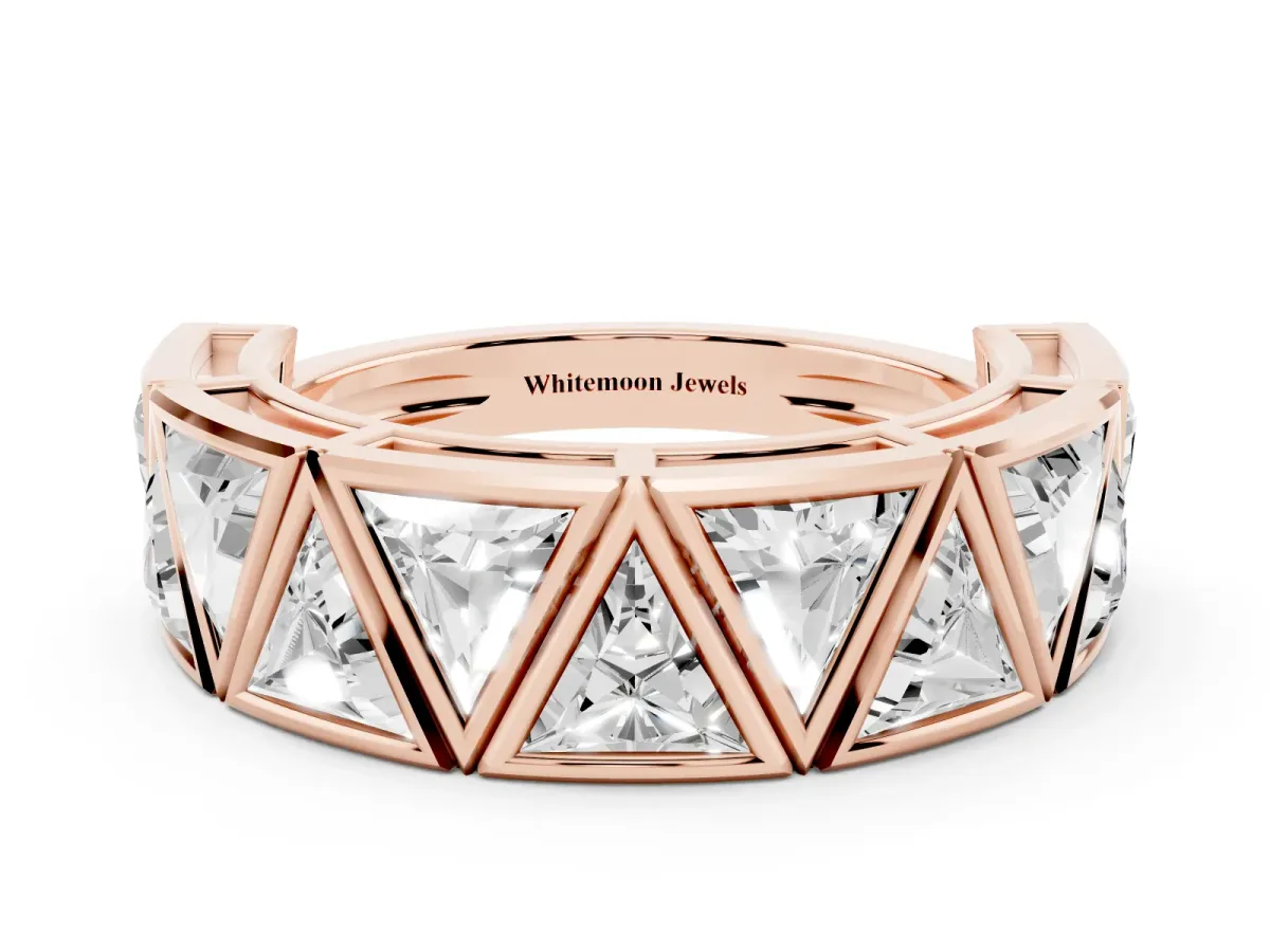 Triangle Diamond Geometric Mens Band Rose gold
