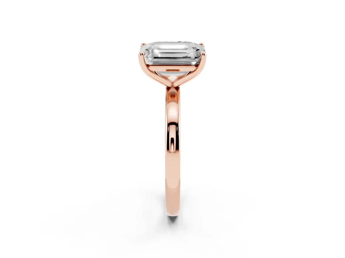 Radiant Cut and Emerald Cut Toi Moi Ring with Prong Setting Rose gold