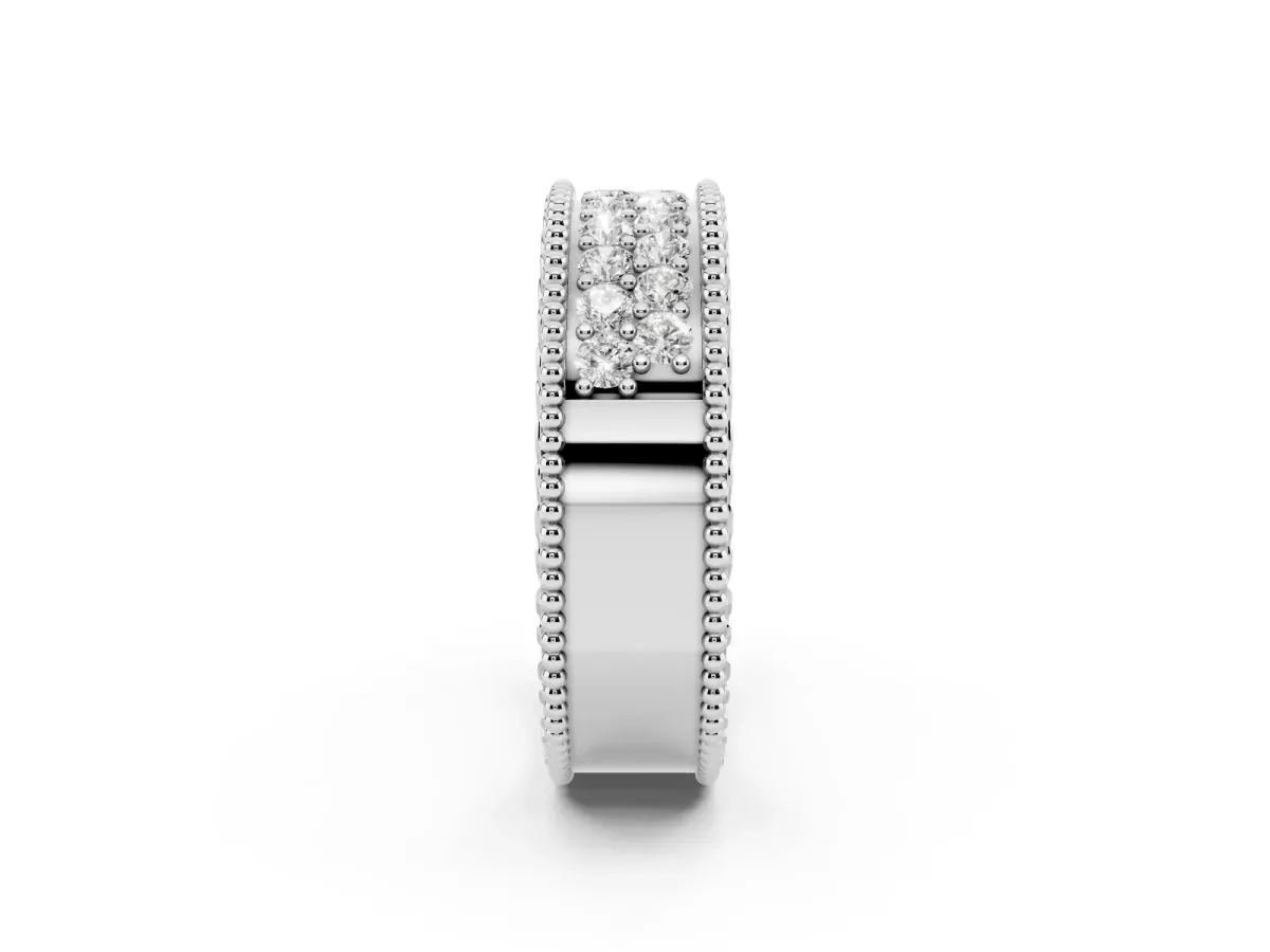 Round Cut Diamond Pave Eternity Band with Bead Prong Setting Platinum