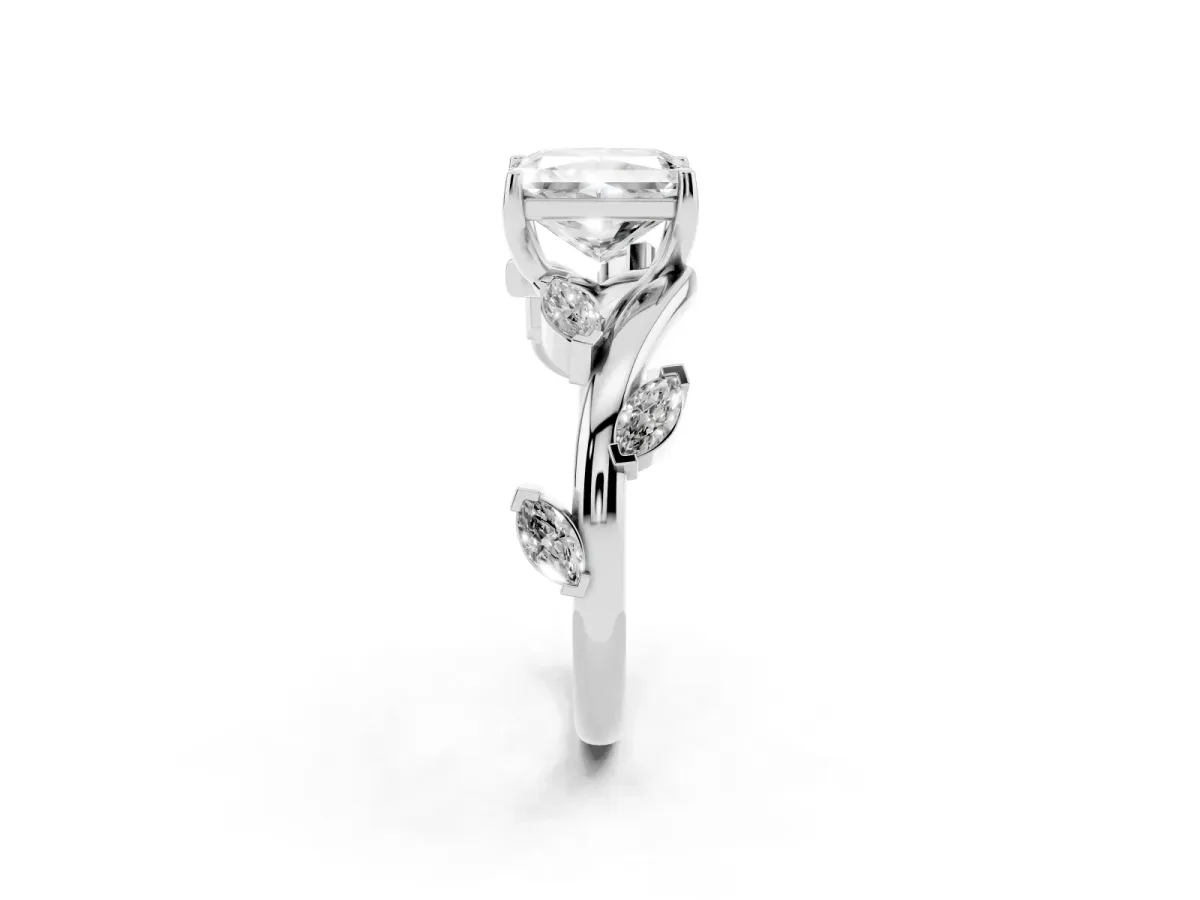 Radiant Cut Solitaire Twisted Band Marquise Accent Prong Setting Ring Platinum