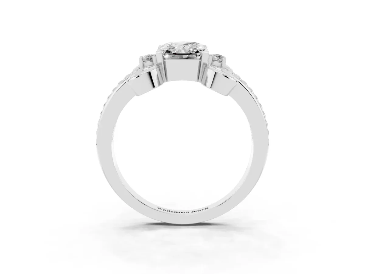 Radiant Cut Solitaire Twisted Band Scroll Prong Ring Platinum