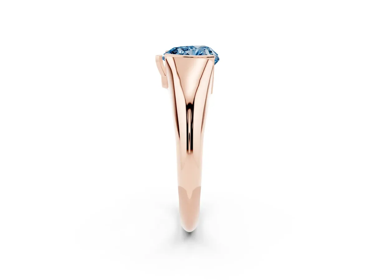 Fancy Blue Heart Cut Solitaire Tension Set Diamond Ring Rose gold