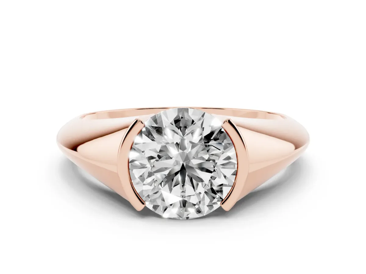 Round Cut Solitaire Tension Set Diamond Ring Rose gold
